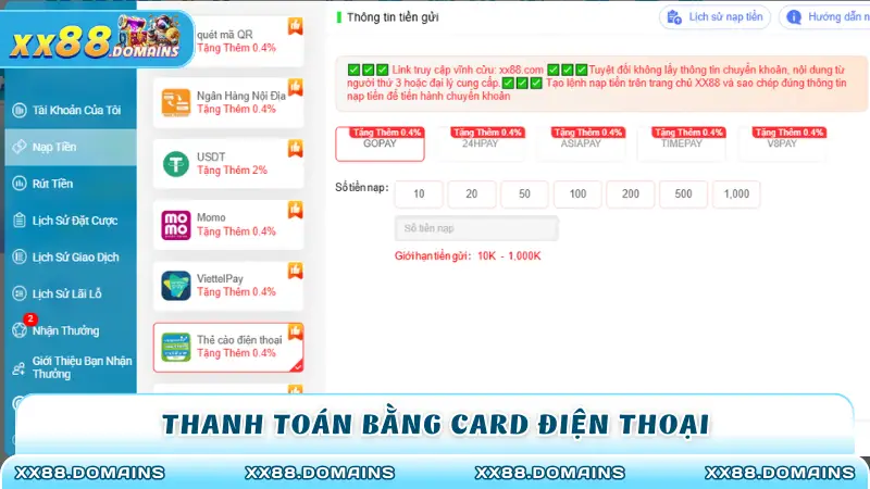 Thanh toán bằng card điện thoại